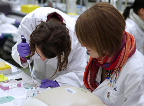 person seeing a person using a pipette